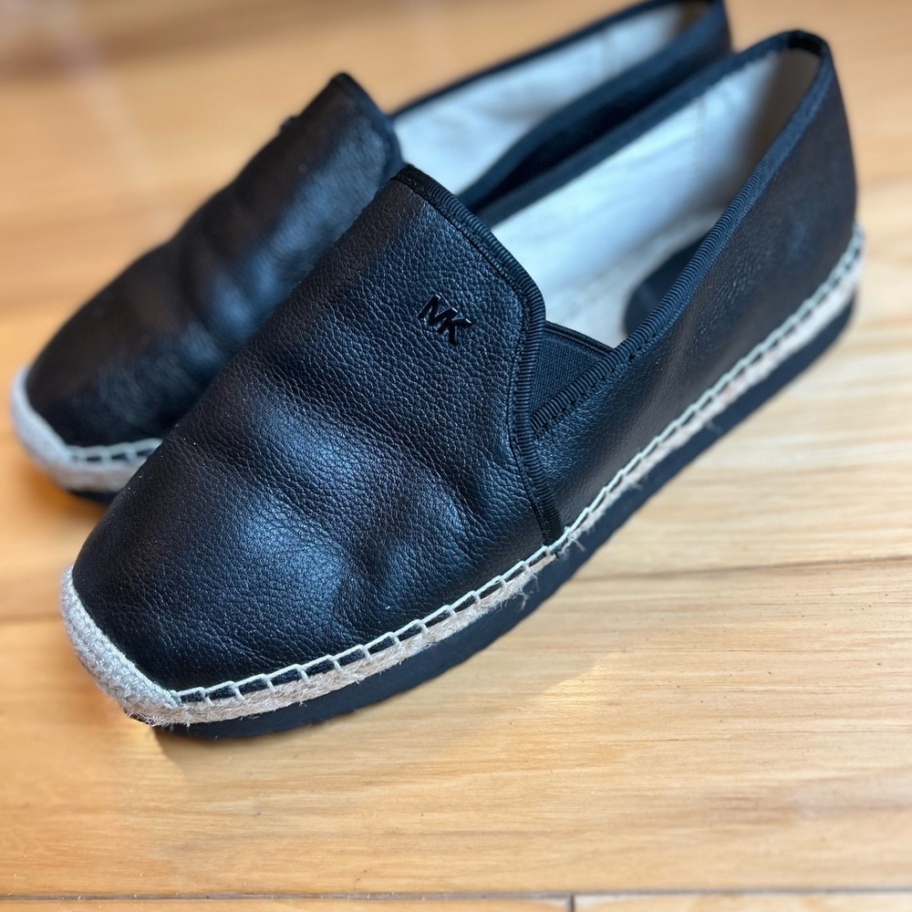 Michael Kors Black Womens Hastings Leather Espadrille Slip-On Loafer Shoes - Picture 14 of 14